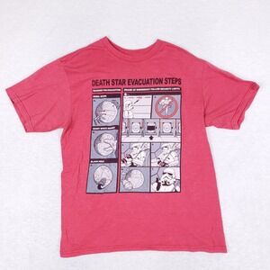 Star Wars Shirt‎ Mens M Death Star Evacuation Steps Red Graphic Tee Stormtrooper